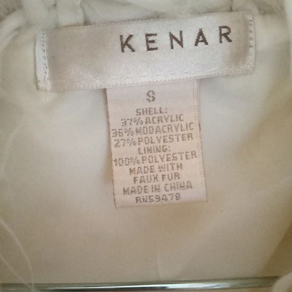 Kenar Faux Fur Cream Color Vest Size Small Edgy Funky - Picture 4 of 5